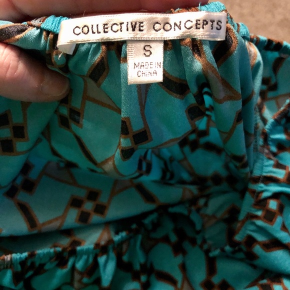 TURQUOISE 3/4 LENGTH SLEEVE BLOUSE - Picture 2 of 3